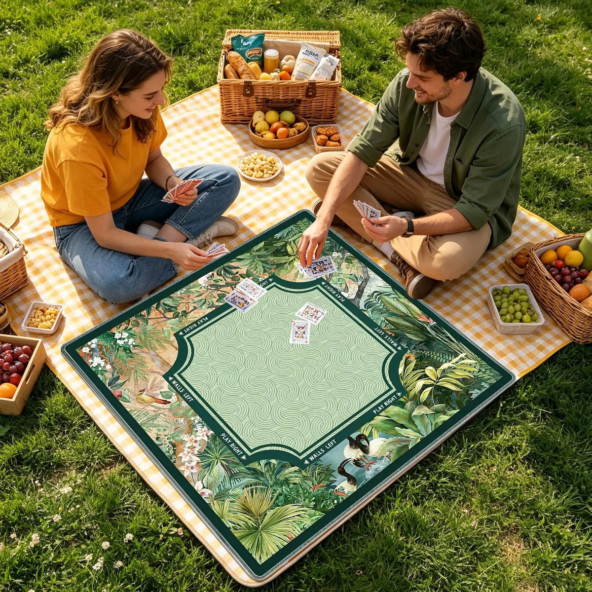 80x80cm Mahjong Mat – Tropical Vintage Anti-Slip Game Table Cover