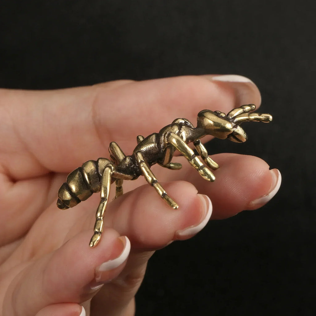 Brass Ant Figurines – Miniature Copper Insect Desk Ornament