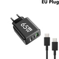 65W GaN USB-C Fast Charger 3-Port | iPhone Samsung Laptop