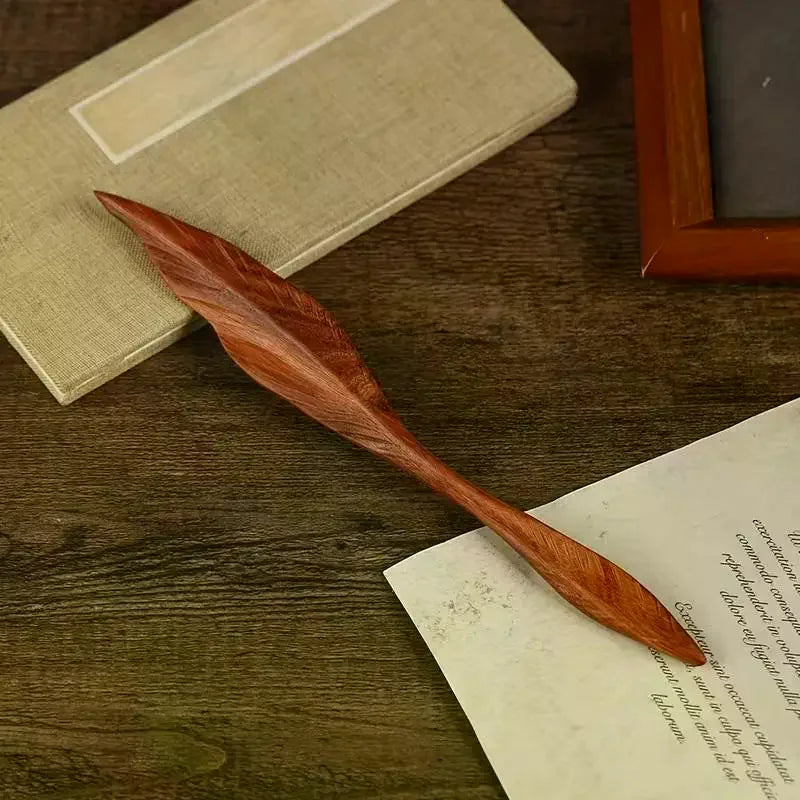 Retro Sandalwood Hairpin | Chinese Style Willow Leaf Hair Stick