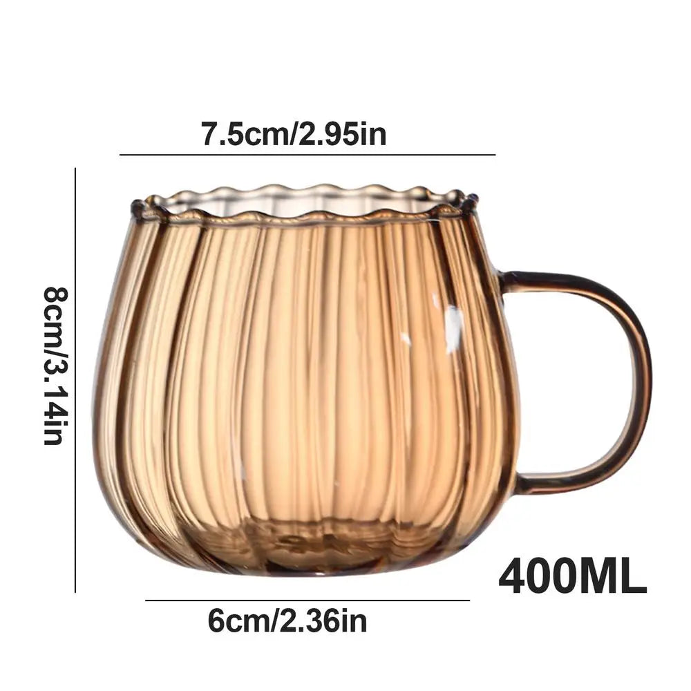 400ml Pumpkin Shape Glass Mug | Dishwasher Safe Coffee & Tea Cup
