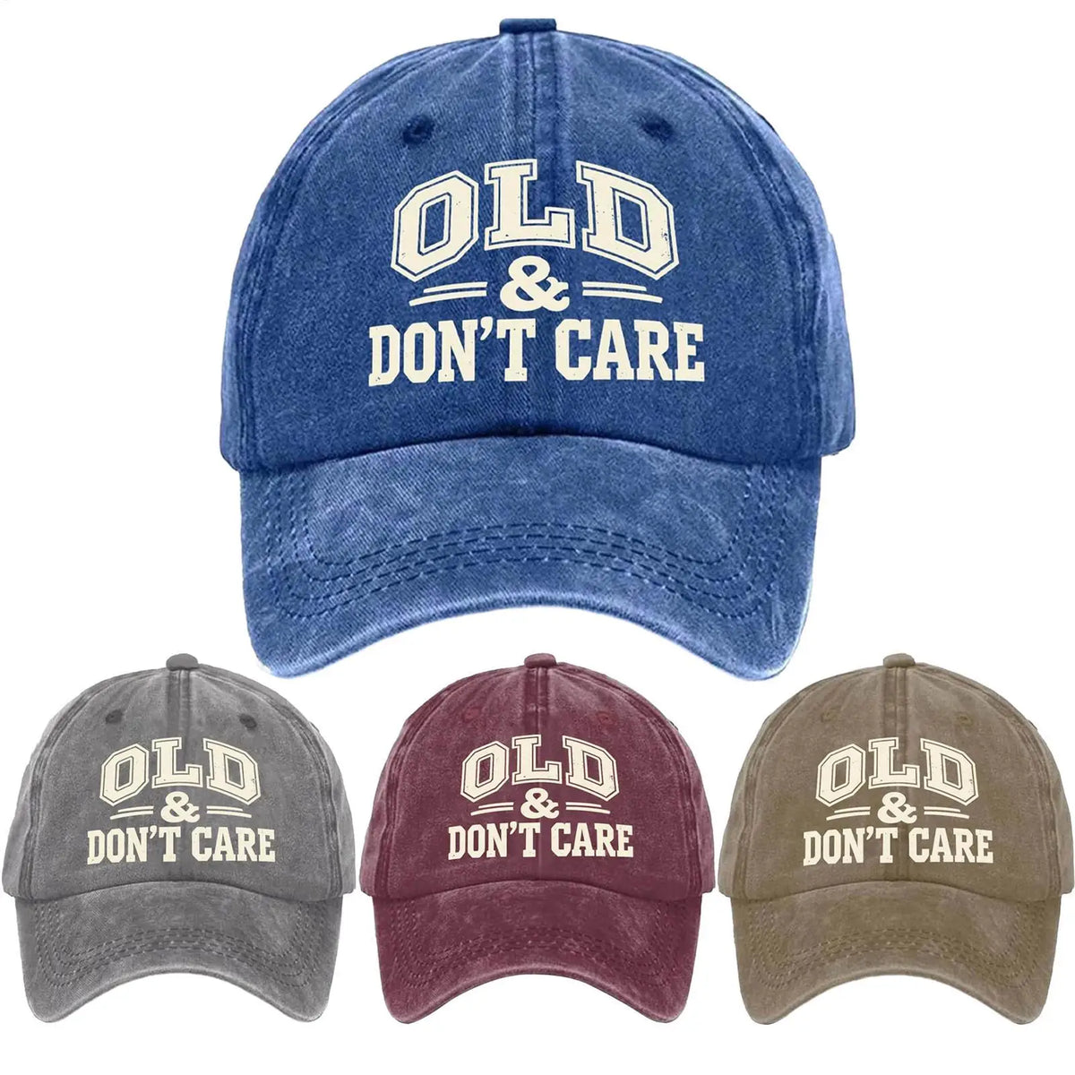 Vintage Distressed Baseball Cap | "Old Don't Care" Unisex Hat