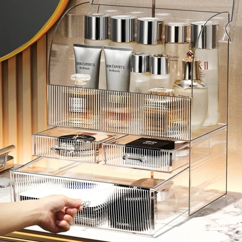 Clear Acrylic Cosmetics Organizer – Large Dustproof Storage Box