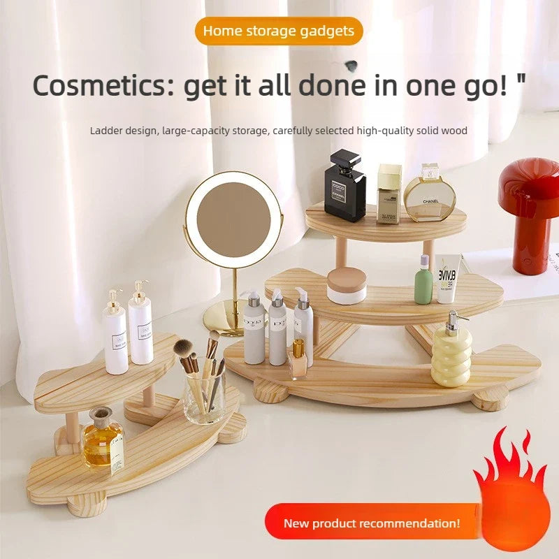 Wood 3-Tier Corner Shelf | Cosmetic & Figurine Display Stand