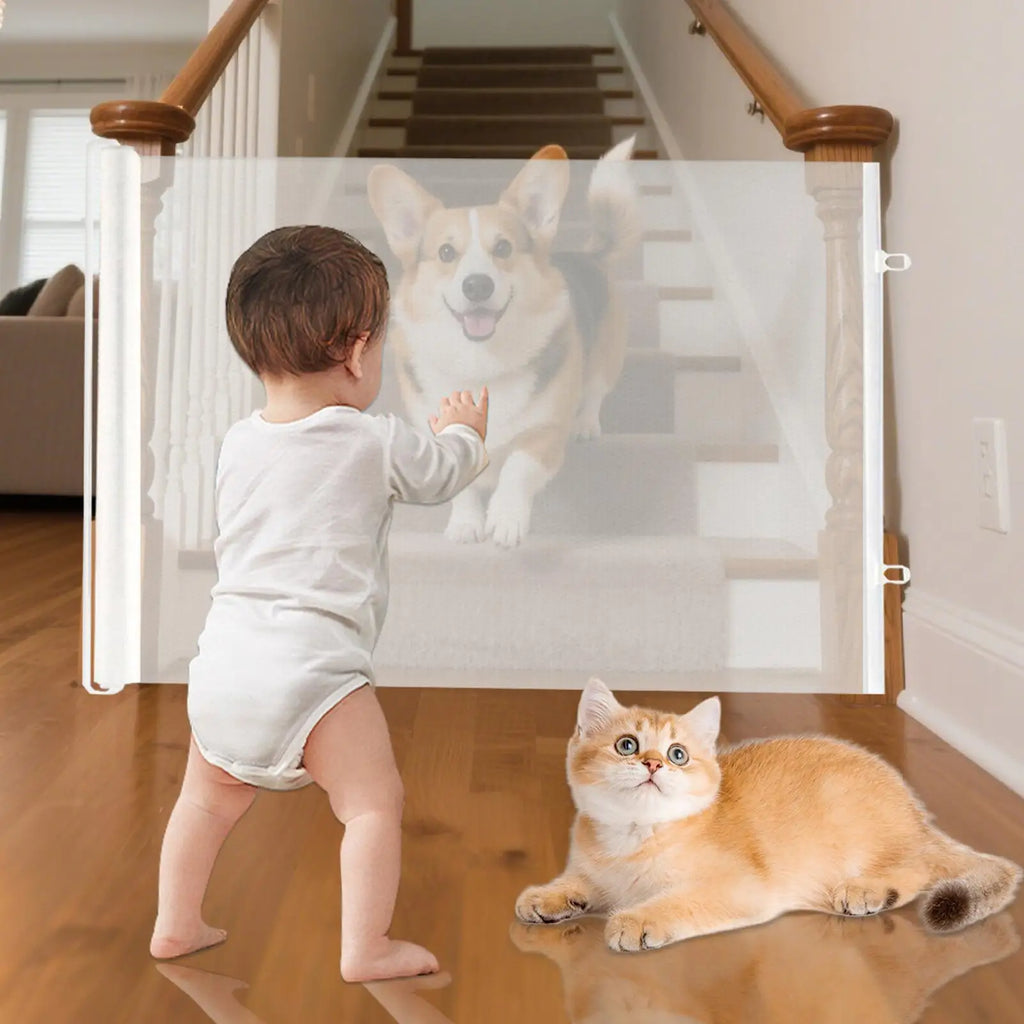 Retractable Pet Gate – No-Drill Screen Door for Dogs & Cats