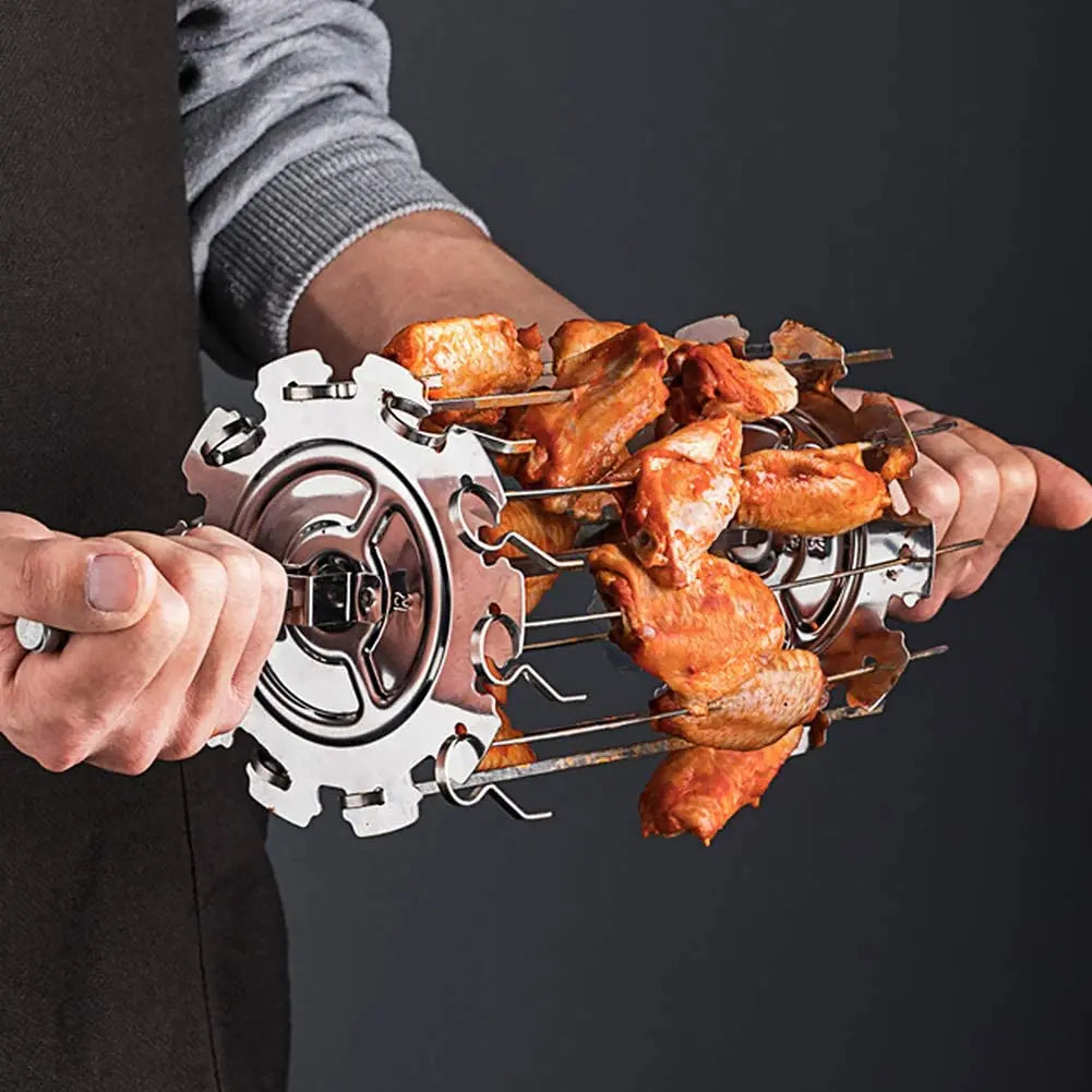A36T-BBQ Steel Metal Roaster Rotisserie Skewers Needle Cage Oven