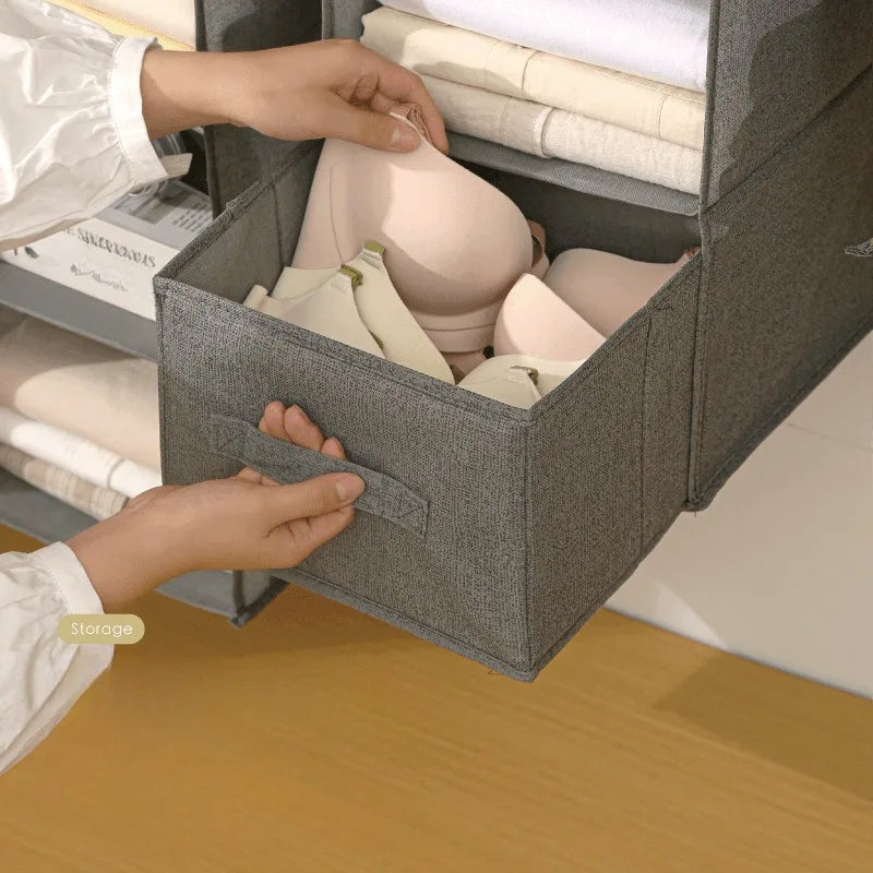 Non-woven Washable Wardrobe Multi-layer Folding Hanging Bra Organizer