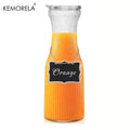 1L Ribbed Glass Carafe with Lid & Chalkboard Labels | Set of 2