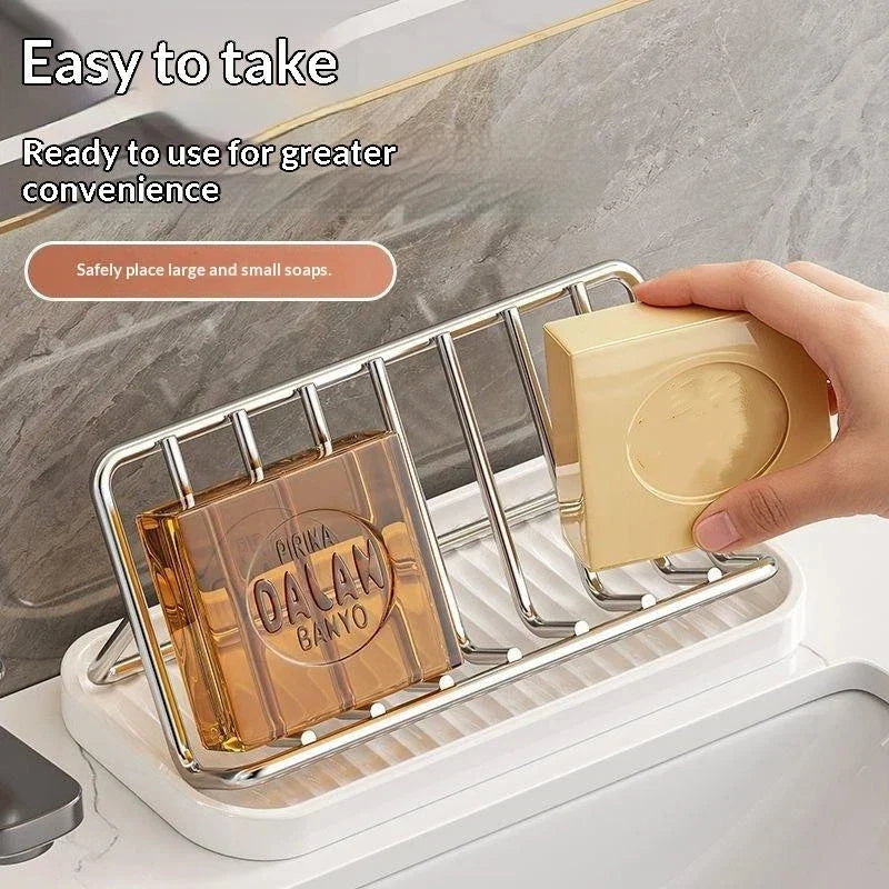 Bathroom Countertop Soap Holder Storage Draining Rack Kitchen Sponge