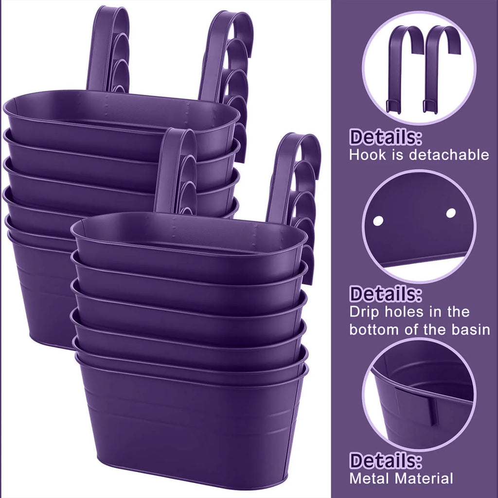 Metal Hanging Flower Pot with Hook | Fence & Balcony Planter
