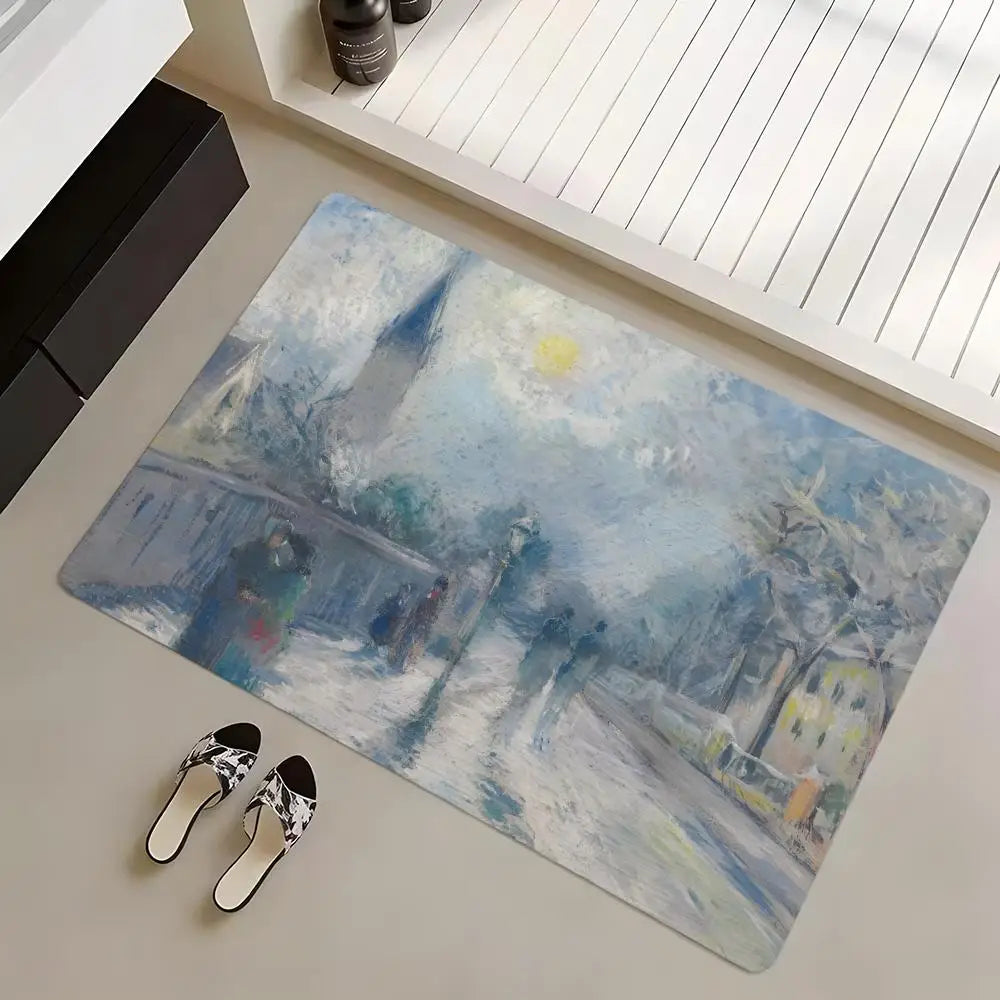 Diatomite Bath Mat – Anti-Slip, Quick Dry, Pissarro Art Design