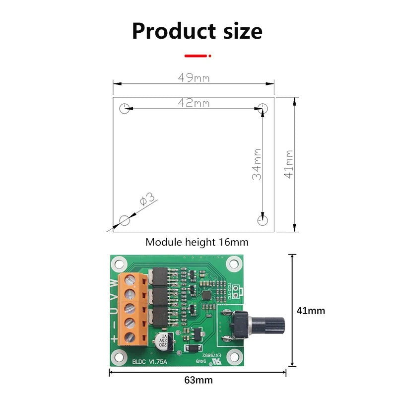 DC Brushless Motor Control Board 6V 12V 24V Speed Governor DIY