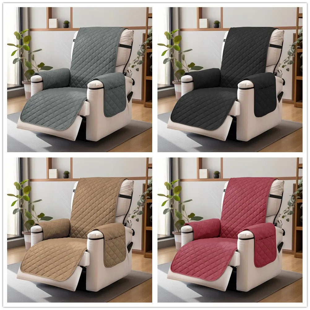 Quilted Recliner Sofa Cover Waterproof Slipcover Anti-slip Chair