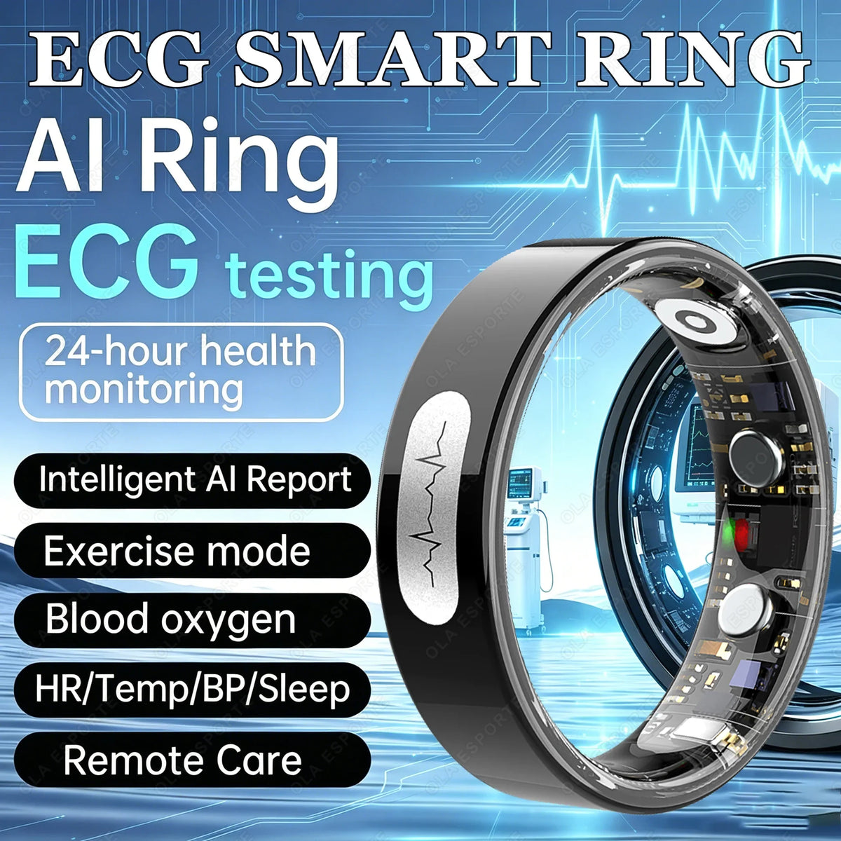 2026 Smart Ring ECG Detection Blood Pressure Heart Rate Body