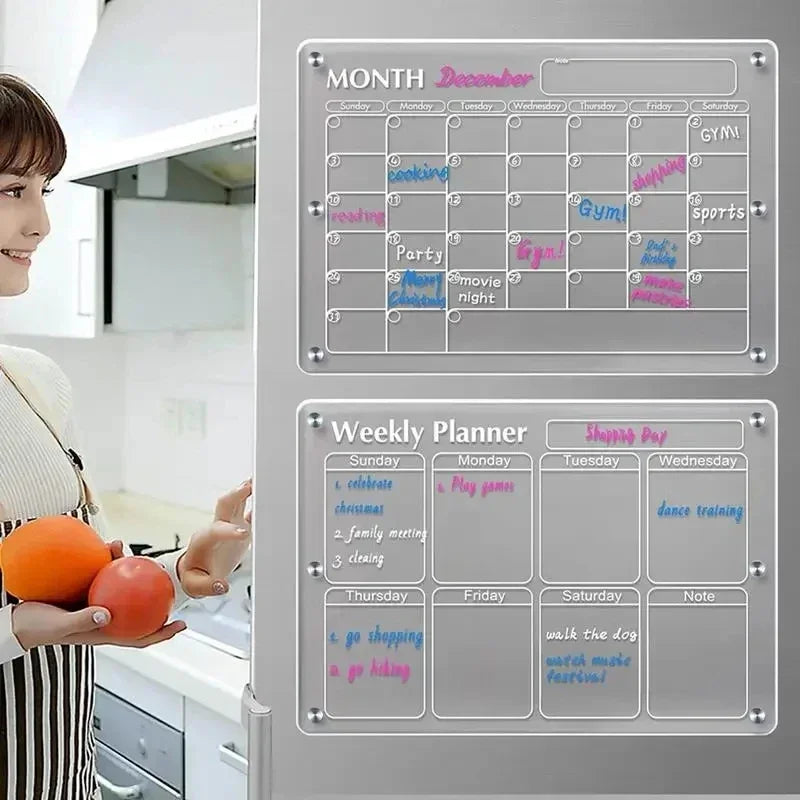 Fridge Magnet Sticker Clear Acrylic Calendar Weekly Planner Magnetic