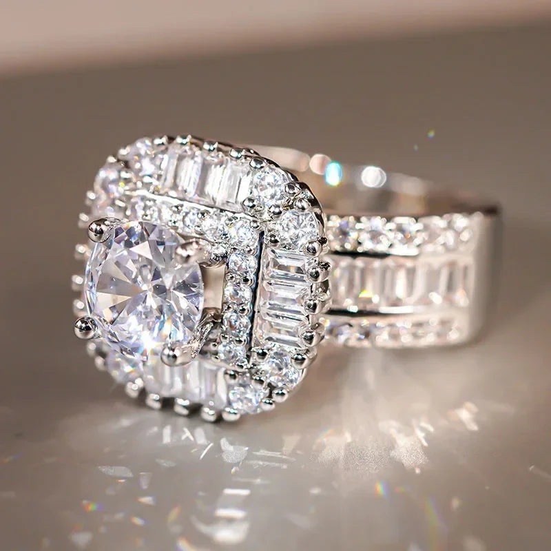 Huitan Cubic Zirconia Cocktail Ring – Women's Party Jewelry