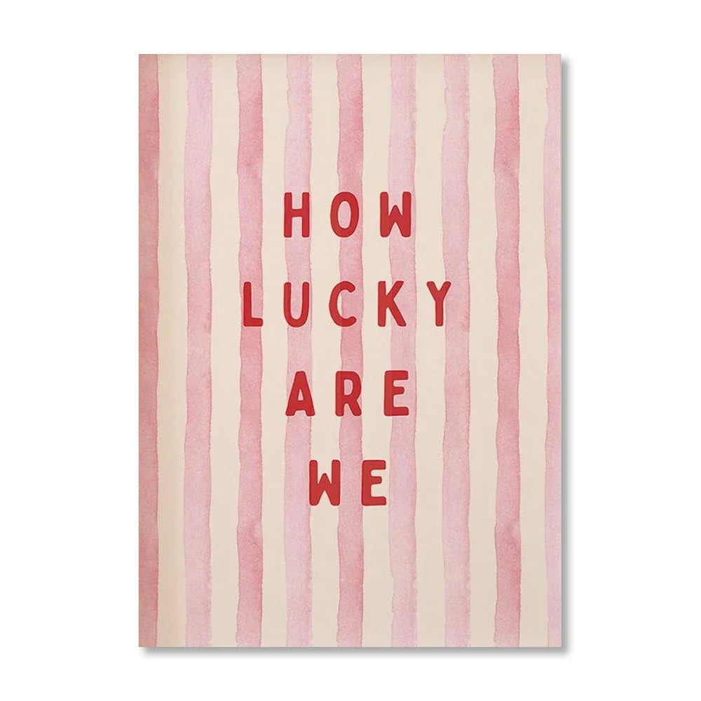 "How Lucky Are We" Unframed Retro Canvas Wall Art Print