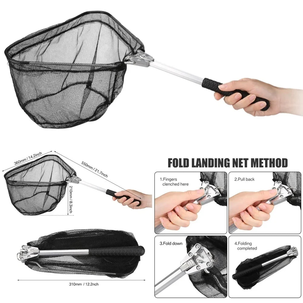 Telescoping Fishing Landing Net – Aluminum Alloy, Folds to 55cm
