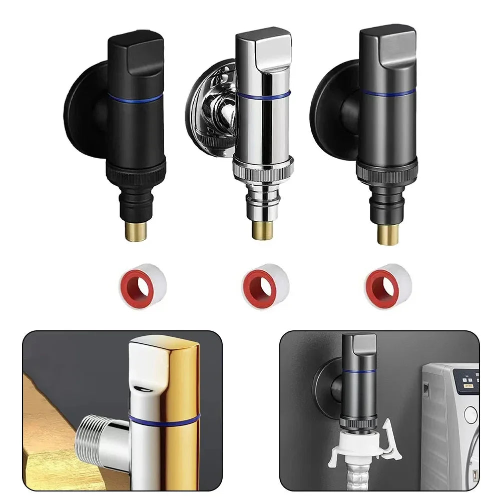 G1/2 Wall-Mount Brass Angle Valve – Washing Machine Water Shut-Off
