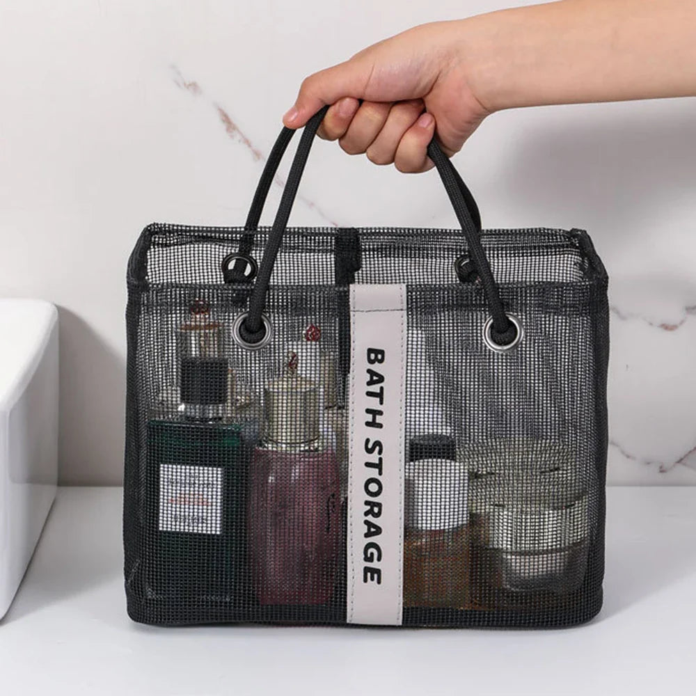 Mesh Storage Bag Shower Hand-held Wash Waterproof Towel Basket
