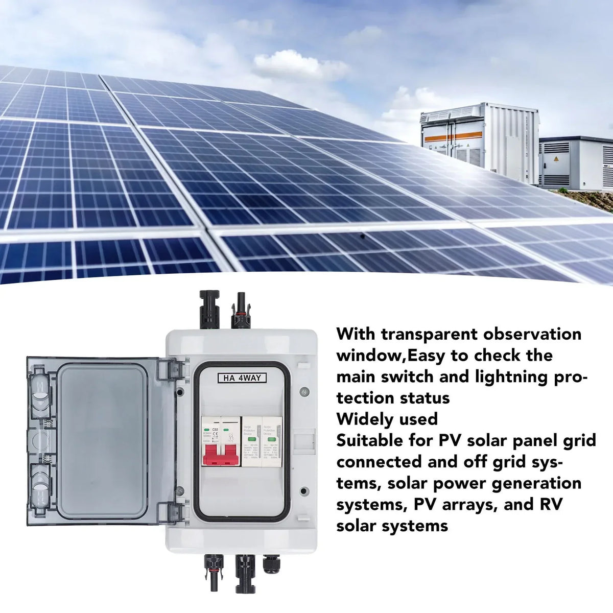 PV Combiner Box IP65 Waterproof Solar Photovoltaic DC500V 32A Circuit