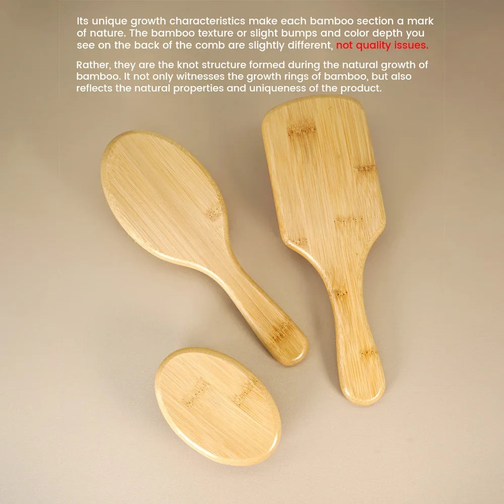Bamboo Detangling Hair Brush – Scalp Massage, All Hair Types