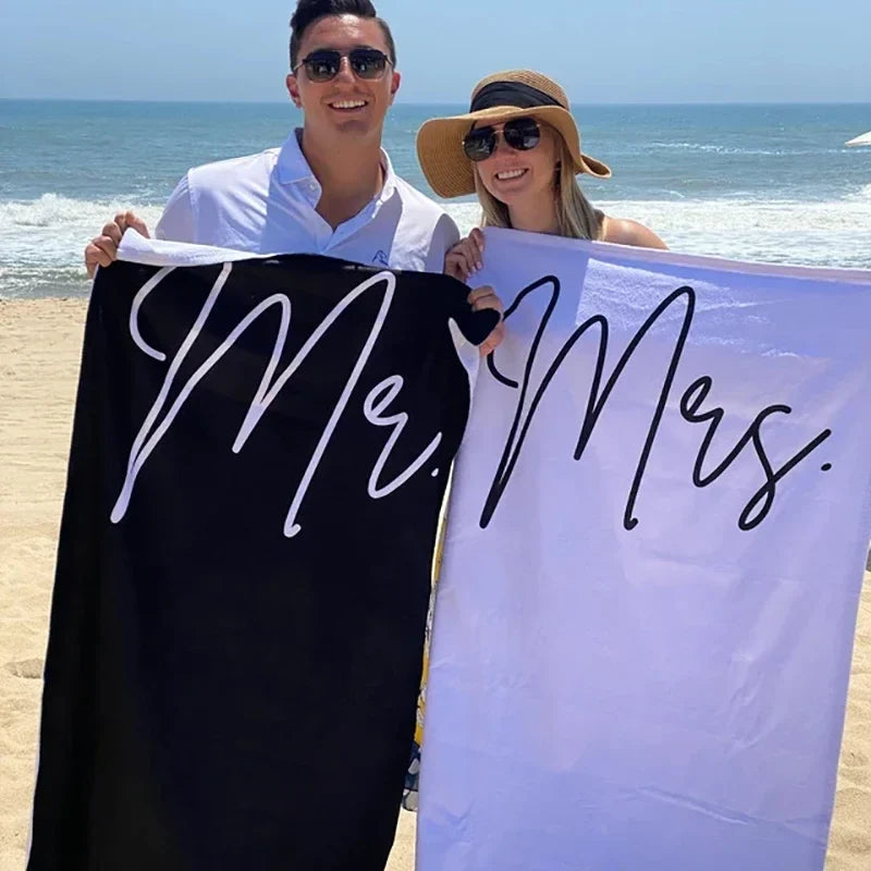 Mr & Mrs Newlywed Beach Towel | Wedding Honeymoon Gift