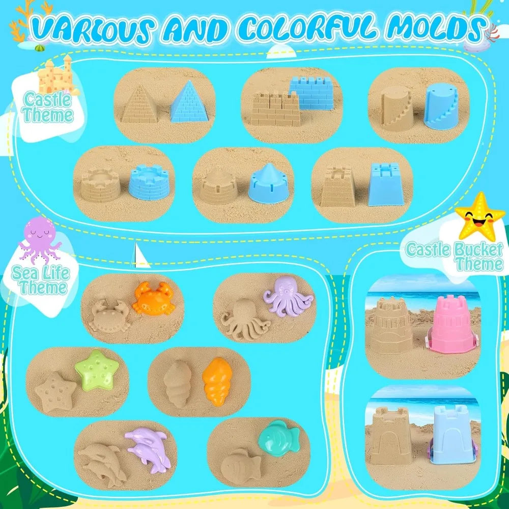 21-Piece Beach Sand Toys Set for Toddlers | Excavator & Castle Molds