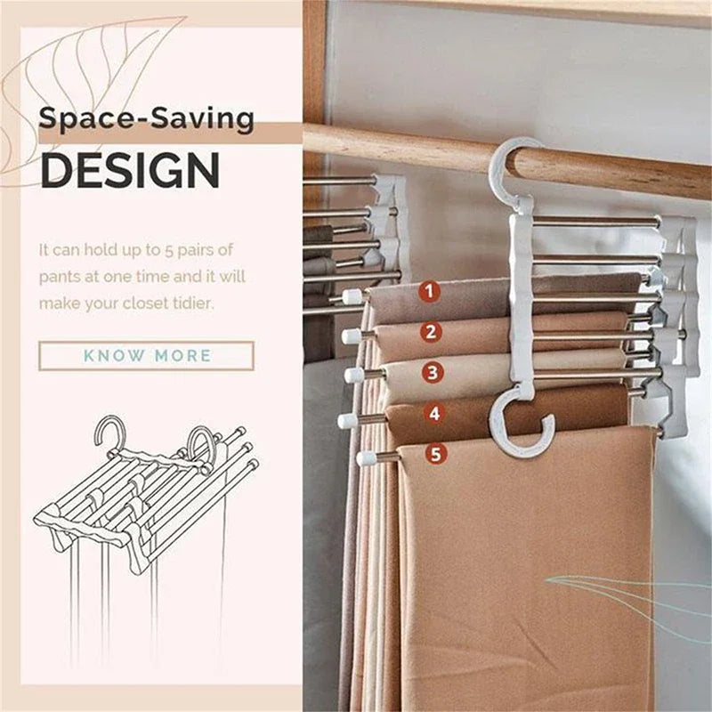 5-in-1 Collapsible Pants Hanger | Space-Saving Closet Organizer
