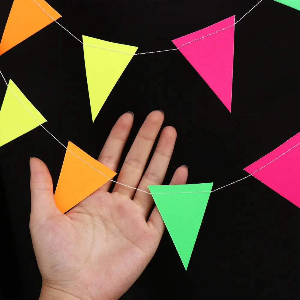 2m Neon Fluorescent Garland Banner | UV Glow Party Pennant