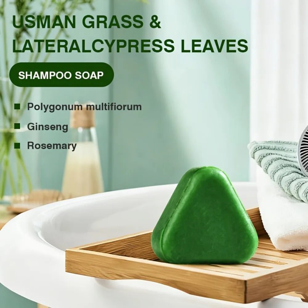 Natural Herbal Shampoo Soap Bar – Usman Grass Hair Care 120g