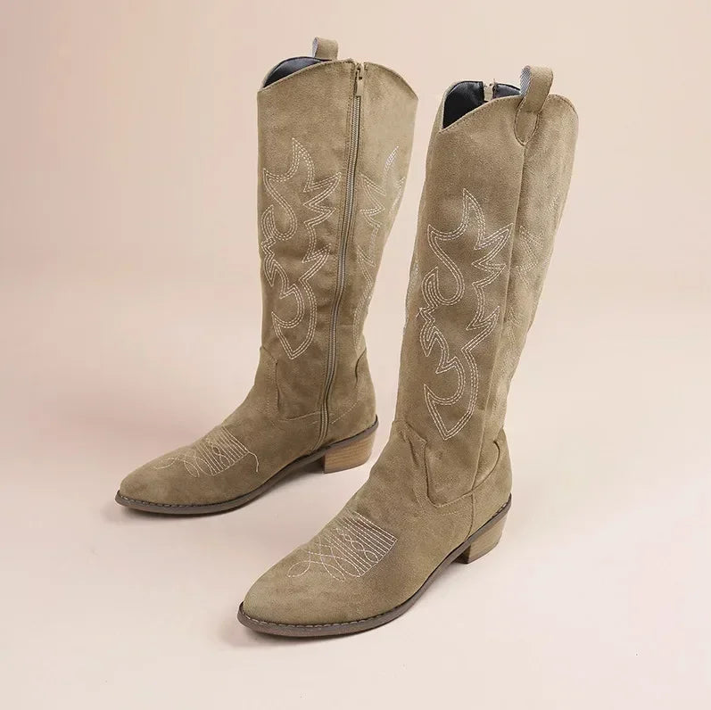 Women's Embroidered Western Knee-High Cowboy Boots