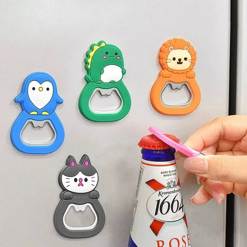 Cartoon Small Animal Bottle Opener Refrigerator Magnet Pvc Soft Glue