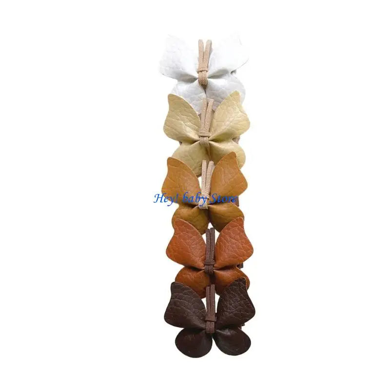 5-Pack Girls PU Leather Butterfly Hair Clips & Hairpins