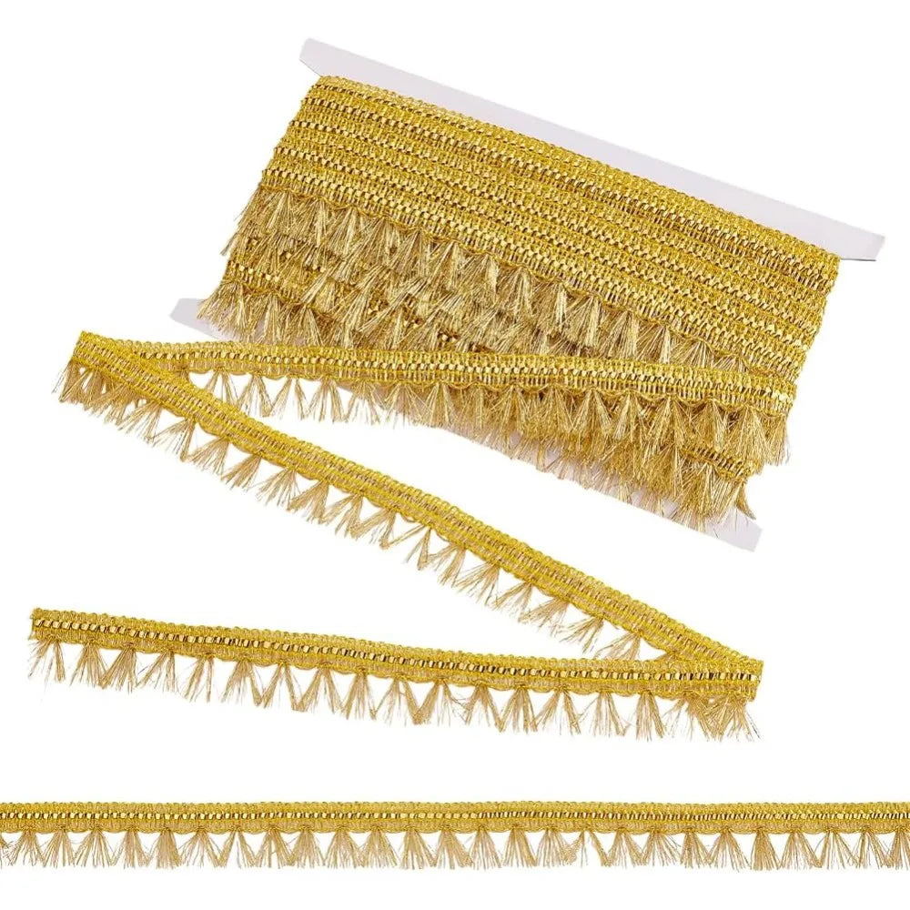 Gold Fringe Tassel Lace Ribbon 15 Yards – 27mm Polyester Trim