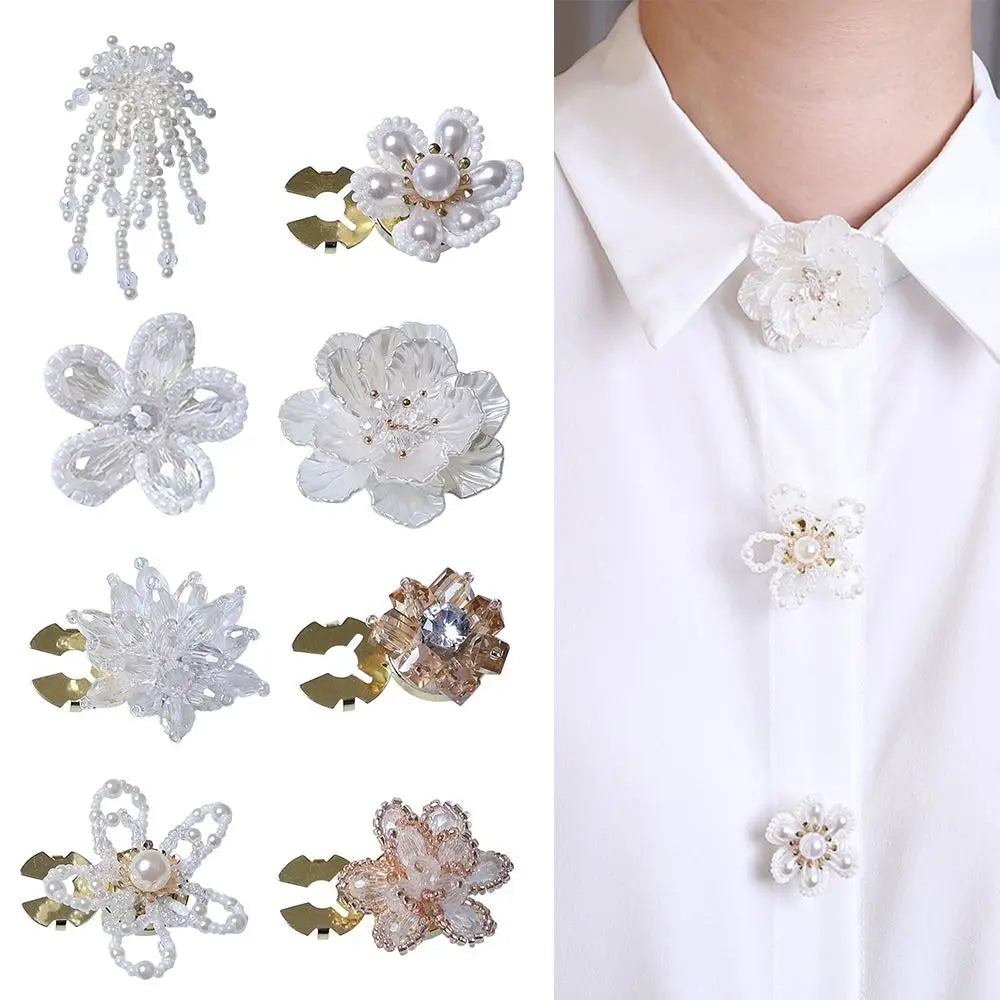 Pearl Button Covers – Alloy Rhinestone Flower DIY Shirt Decor