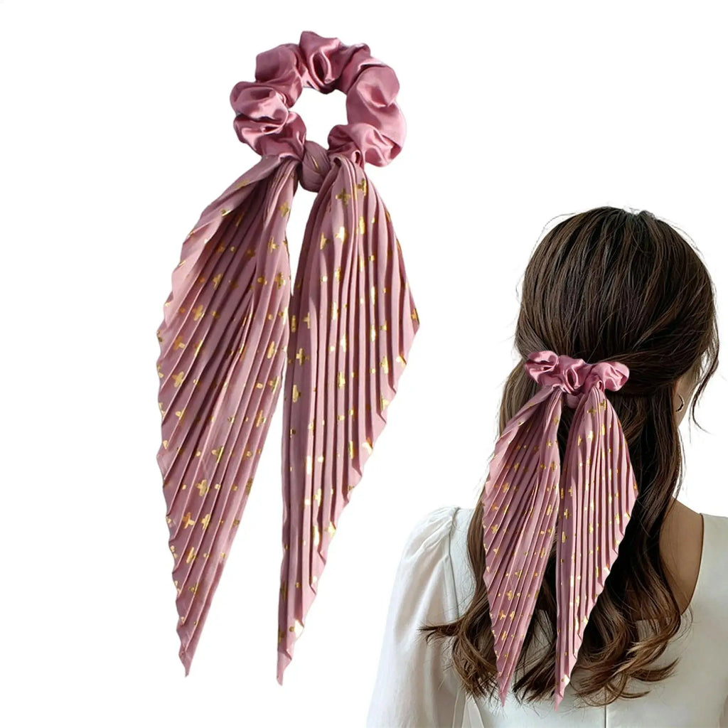 Flower Print Long Scrunchies & Hair Ties for Women – Elastic