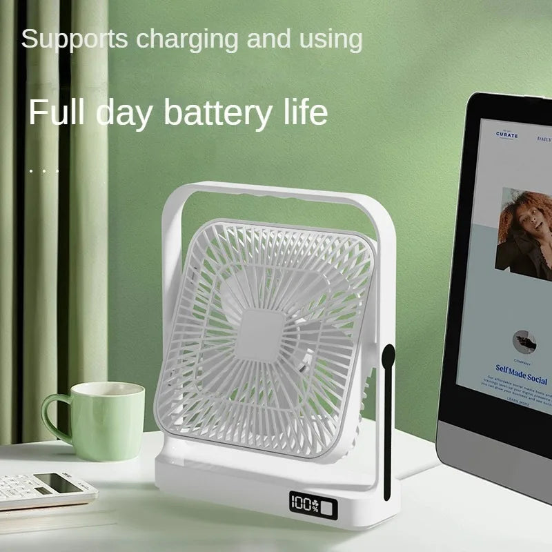 M09 Rechargeable Desktop & Wall Fan | 3600mAh USB Battery