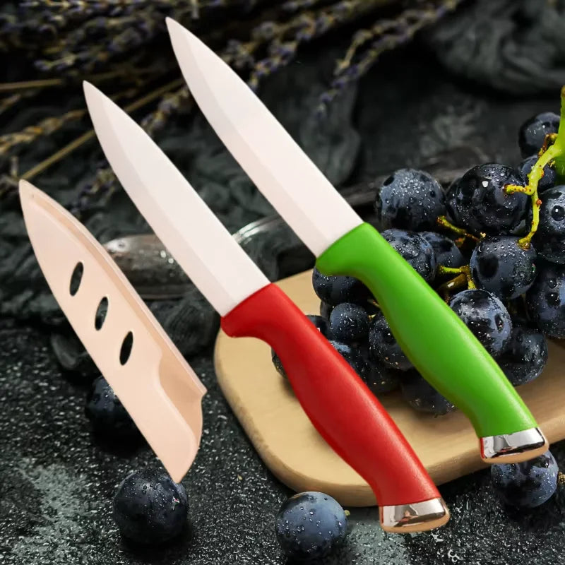 Ceramic Chef Knife Set 1–3 Pcs with Sheaths | Sharp & Rust-Proof