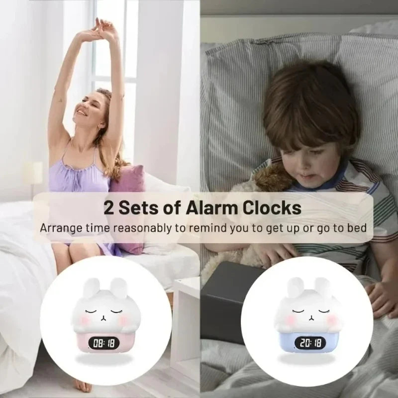 Cute Bunny Digital Alarm Clock RGB Night Light & Timer