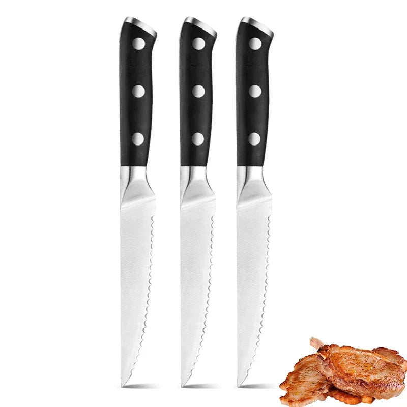 Stainless Steel Steak Knife Set – 1, 3 or 6 Piece Kitchen Knives