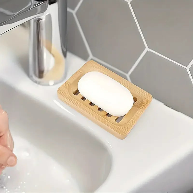 Bamboo Soap Dish with Self-Draining Tray | Wooden Soap Holder