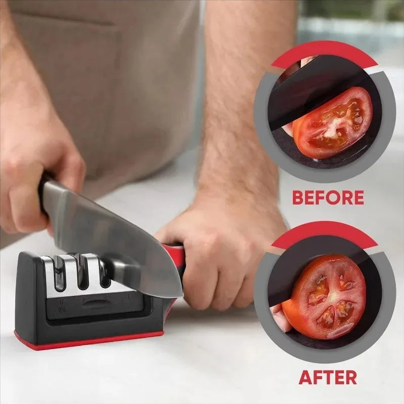 3-Slot Kitchen Knife Sharpener with Ergonomic Handle