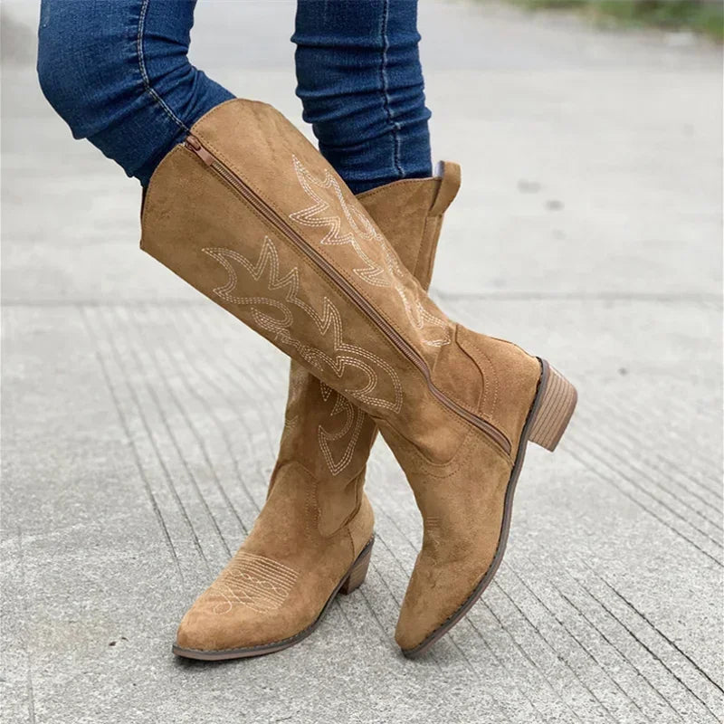 Women's Embroidered Western Knee-High Cowboy Boots