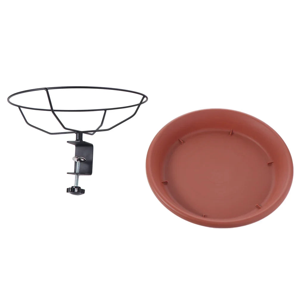 Deck Railing Bird Bath & Feeder – Adjustable Brown Plastic