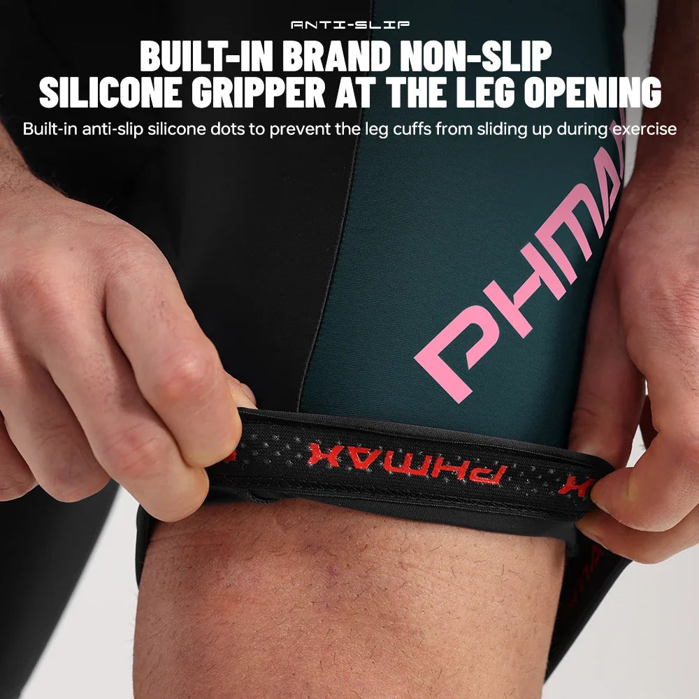 PHMAX Men's Cycling Bib Shorts | 5D Silicone Gel Pad, Breathable