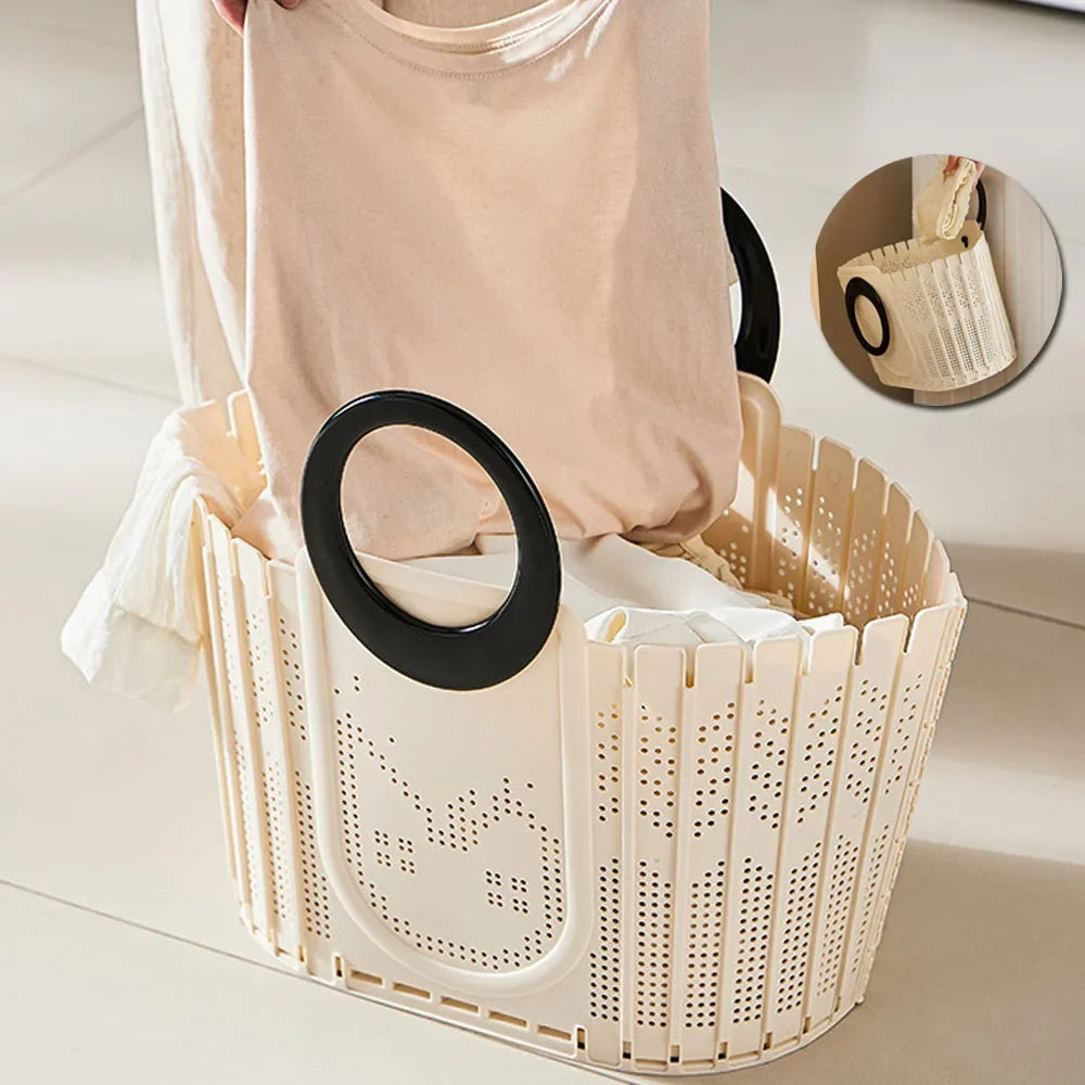 Collapsible Laundry Basket – Large Foldable Hamper with Handles