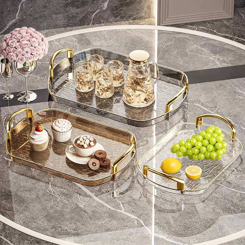 Clear Plastic Serving Tray with Handles | Large Food Platter