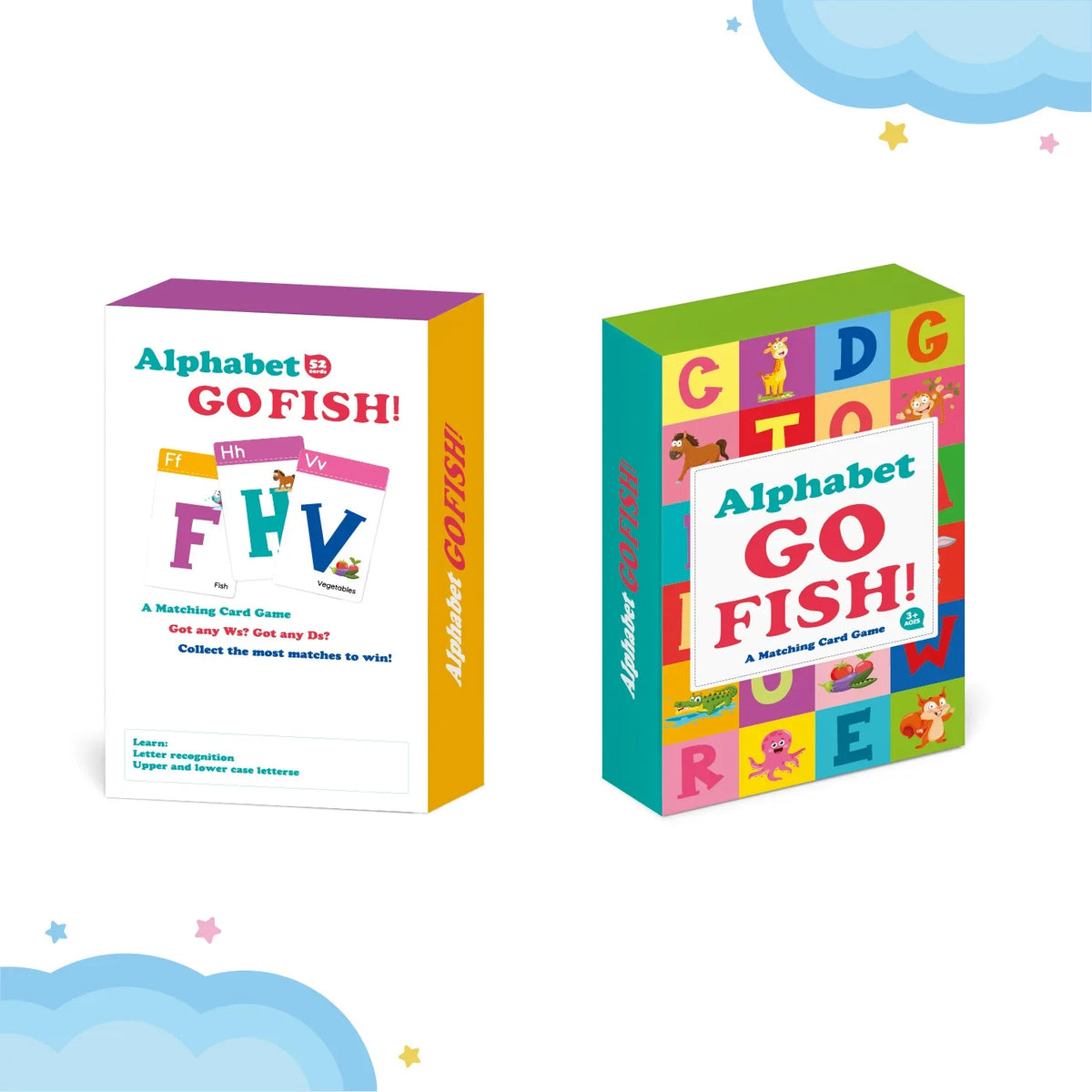 Bview Art 52 Sheets Alphabet Go Fish Card Game ABC Letter Matching