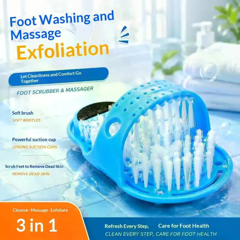 Hands-Free Shower Foot Scrubber with Pumice Stone & Suction Cup